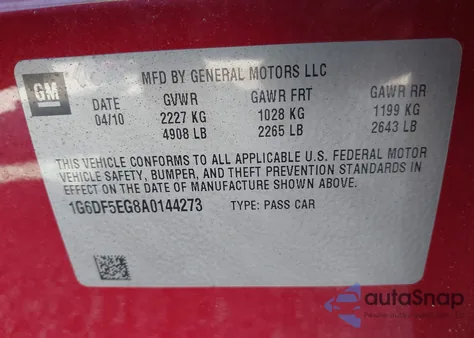 2010 Cadillac Cts Luxury z USA, uszkodzony, nr VIN 1G6DF5EG8A0144273